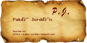 Pakó Jordán névjegykártya